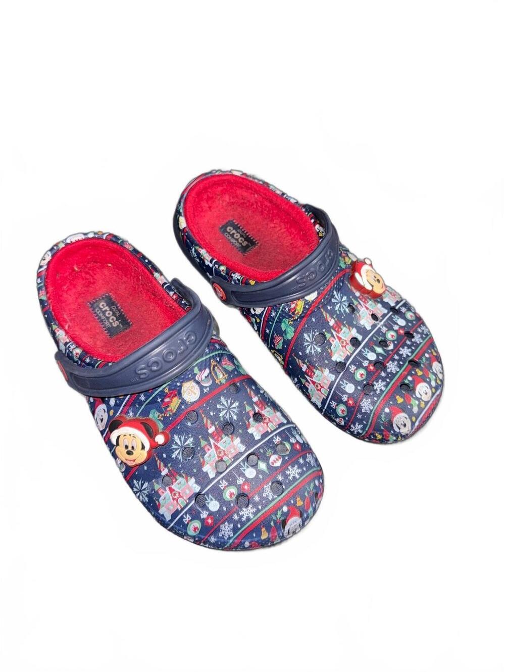 Crocs Disney Mickey Mouse Holiday Christmas Lined Clogs Navy Men’s 6 Women’s 8